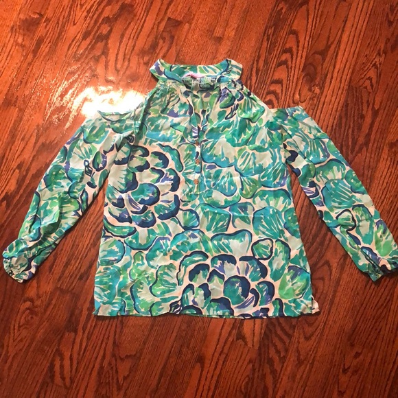 Lilly Pulitzer XXS Open Shoulder Blouse - Picture 1 of 9
